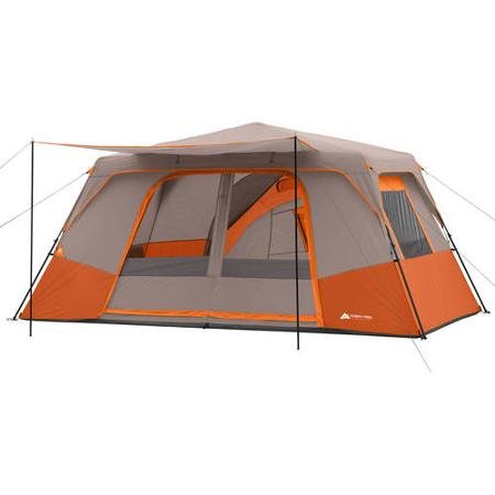 Tienda de campaña tipo cabaña instantánea Ozark Trail de 14' x 14' con 3 habitaciones para 11 personas (naranja)